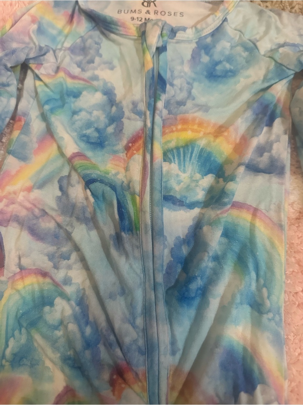 Bums & Roses rainbow bamboo convertible romper size 9-12m